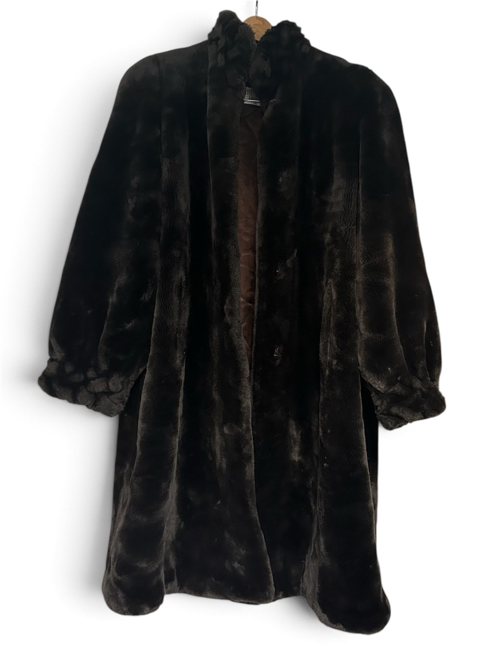 Classic Dark Brown Faux Fur Coat - Women's Luxury Outerwear